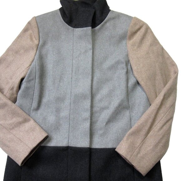 NWT J.Crew Colorblock Funnelneck Coat in Heather Gray Camel Wool 10 $398 - Picture 5 of 8